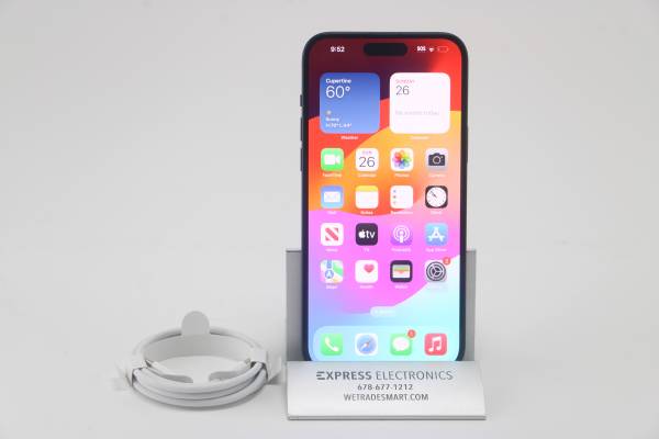 EXCELLENT - Apple iPhone 15 Black 256GB 98% B.H. FACTORY UNLOCKED 1