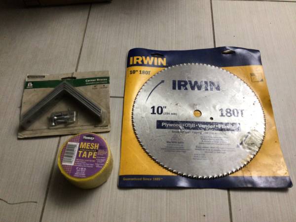Irwin 10”  . Corner braces . Mesh tape 1
