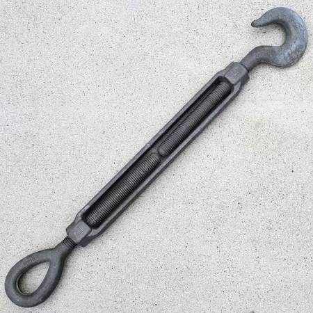 Large heavy duty galvanized steel eye & hook turnbuckle 7/8" x 12" 1