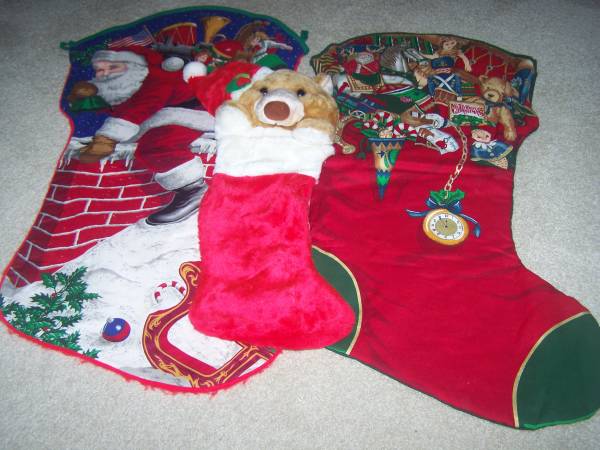 2 Very Large Stockings and a Dog Stocking 1