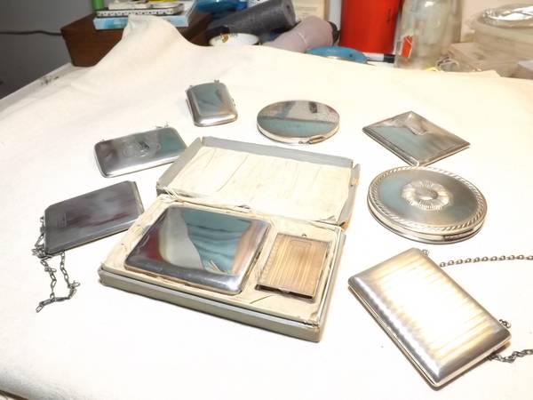 Sterling silver cig cases purses compacts 1