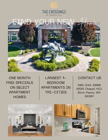 $1,429 / 1br - 904ft2 - MOVE-IN READY ONE MONTH FREE SPECIAL INCLUDED WITH REDUCED RENT (6626 Chapel Hill Blvd, Pasco, WA)64026289581955120