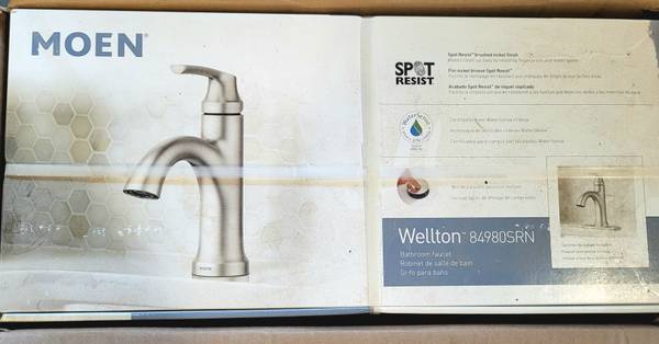 New Moen Wellton Brushed Nickel Bathroom Faucet 1