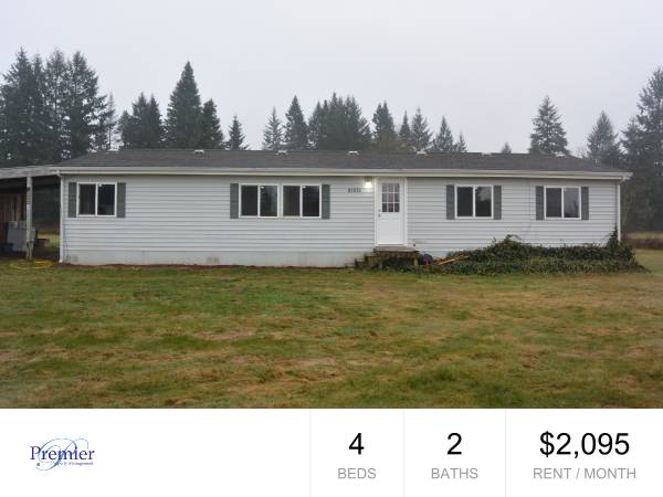 $2,095 / 4br - 1652ft2 - Spacious Battle Ground Manufactured Home for Rent (10409 NE 311th Cir)63820848671619120