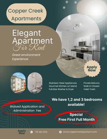 We have 1,2 and 3 bedrooms available! 1