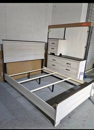 Brand new Elegant White & Brown Bedroom Set 1