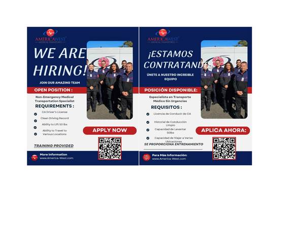 🚑 Hiring Non-Emergency Drivers! 我们正在招聘司机 - 南方旧金山 1