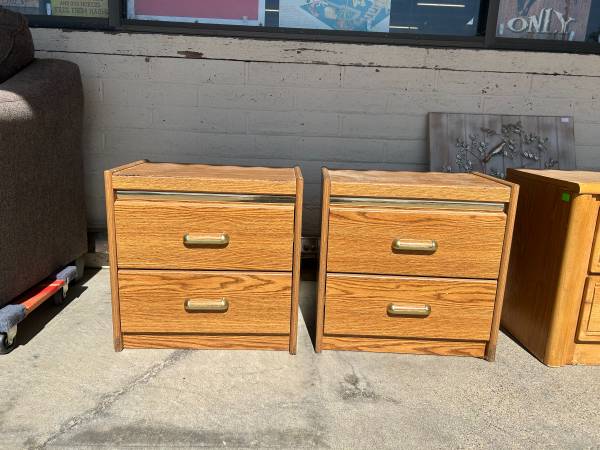 2 drawer nightstand/nightstands with gold accent 1