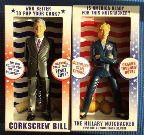 Cork ‘Screw’ Bill & Hillary ‘Nut’ Cracker for Sale! 1