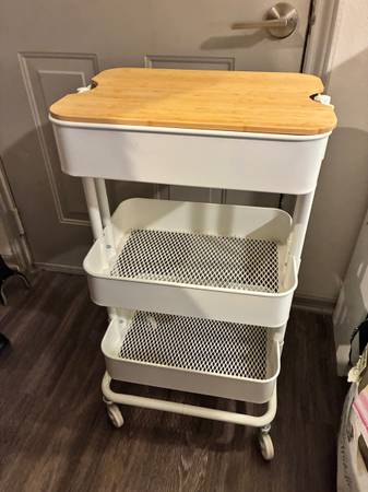 3 Tier cart with cutting board on top 1