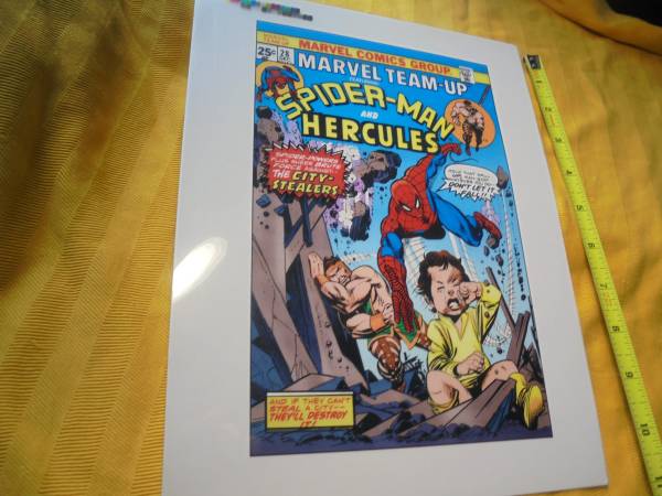 MARVEL TEAM-UP # 28 COVER! Post-Production Art - Spider-Man & Hercules 1
