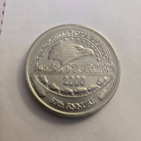 Sturgis 2000 Motorcycle meet silver medallion coin.  Harley   &***& 1