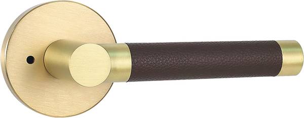 Leather Wrapped Brass Privacy Door Handle – Brass Interior Door Lever 1