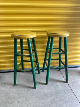 Pair John Deer Colored Bar Stools 1
