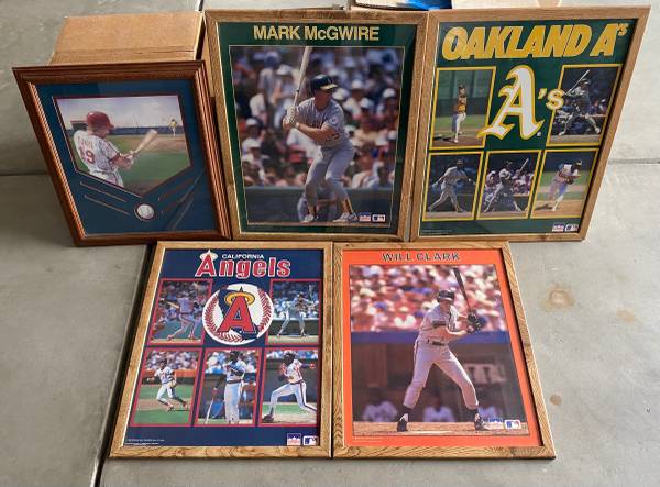 Vintage Framed Baseball Posters - Lot of 5 1