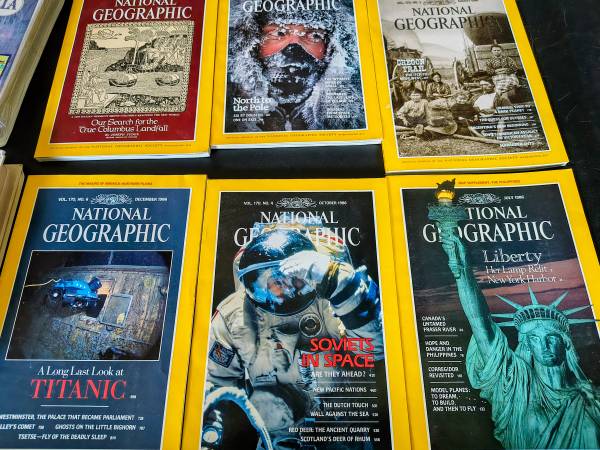 234 National Geographic Magazines in Leather Cases - general for