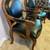 Pair of Bergere Black Leather Carved Armchairs Accent Chairs Antique 3 thumbnail