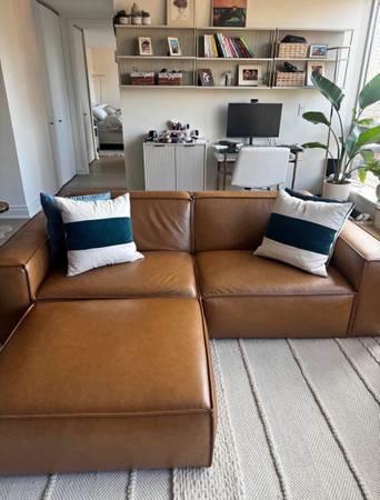 Castlery Jonathan Leather Sofa with Ottoman 1