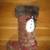 Handcrafted Xmas Stocking, Wine & Gold Fabric, Upcycled Fur, Snowman!! 1 thumbnail