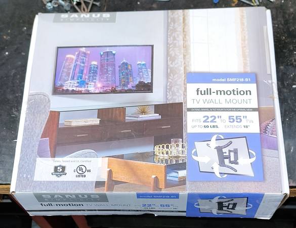 Sanus SMF218-B1 Large TV Wall Mount Full Motion Brand New 60 Pound Cap 1