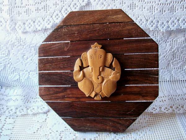 Lord Ganesha Elephant Headed God Wood Stand 1