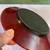 Antique decor red glass "plates " with flower prints 4 thumbnail