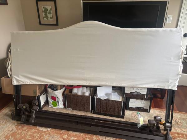 King bed frame, box spring, fabric headboard 1
