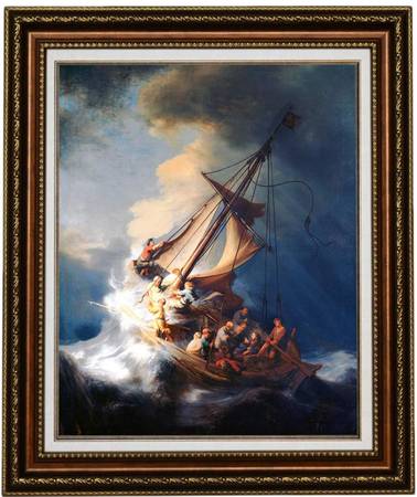 Framed Art print-Christ in a Storm on the Sea of Galilee- Reproduction 1