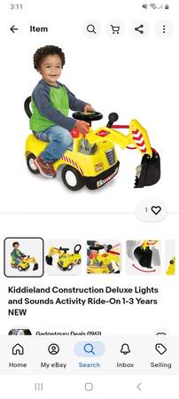 Kiddieland Construction Deluxe Lights and Sounds Activity Ride-On 1-3 1
