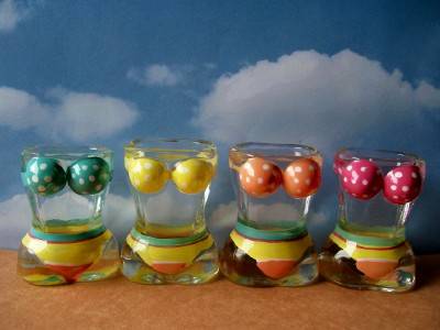 Set of Four Hand Painted Bikini Girls Shot Glasses 1