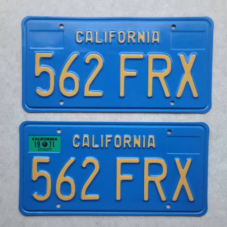 1970 California License Plates 1971 trans am bronco porsche VW camaro 1