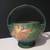 Antique Roseville Clematis Green Pottery Basket Bowl circa 1944 2 thumbnail