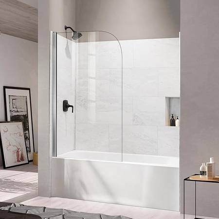 Glass Shower Panel 36" W x 62" H Frameless Bathtub Shower Door Bathtub 1