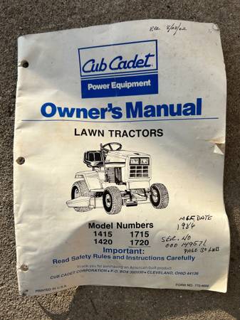 Cub cadet owners manual 1