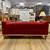 Red Velvet Sofa Bench with Wood Base and Cushion 1 thumbnail