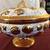 2 PC VTG 9" Pedestal Bowl and Lid  Embossed Gold Floral Leaf 2 thumbnail