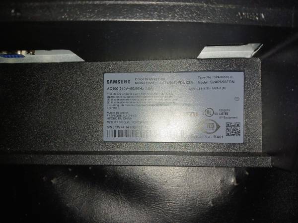 Samsung 24" Monitor with stand and cord 1