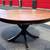 Modern round dining table walnut veneer pressed wood top,solid wood pedestal bas 1 thumbnail