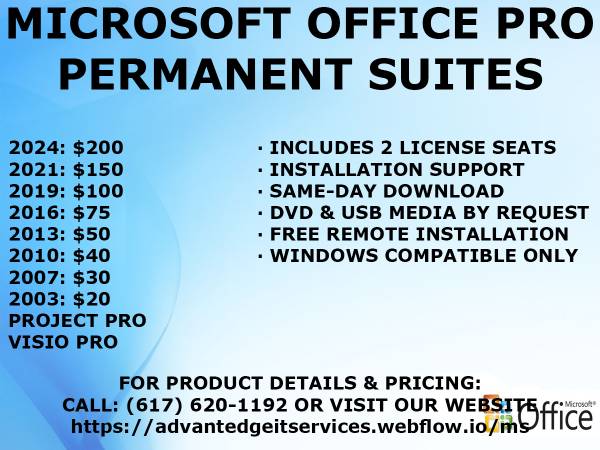 MS Office Pro Plus Editions (2024 + Older, For Permanent Use) 1