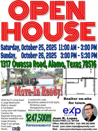 $247,500 / 3br - 3638ft2 - OPEN HOUSE, Saturday & Sunday, 10/25 & 10/26 (ALAMO)64198885499523120