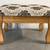 VTG MCM  POWELL Wood Footstool Floral Tapestry Upholstered Padded Wooden Stool 6 thumbnail