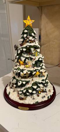 Thomas Kincade Village Christmas Lighted Tree 1