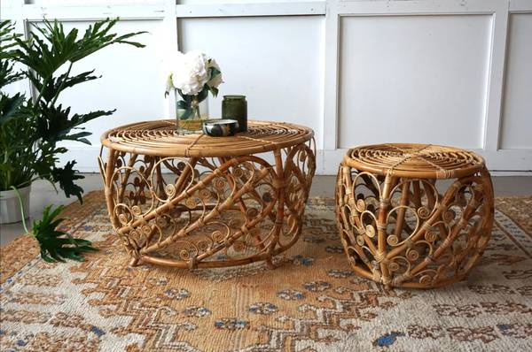 Rattan Hand Woven Peacock Ottoman - $33563471461591553122