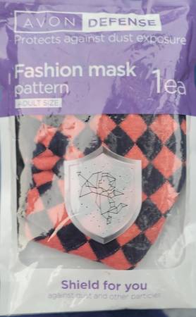 Face Mask by Avon Orange and Black Checkered 1