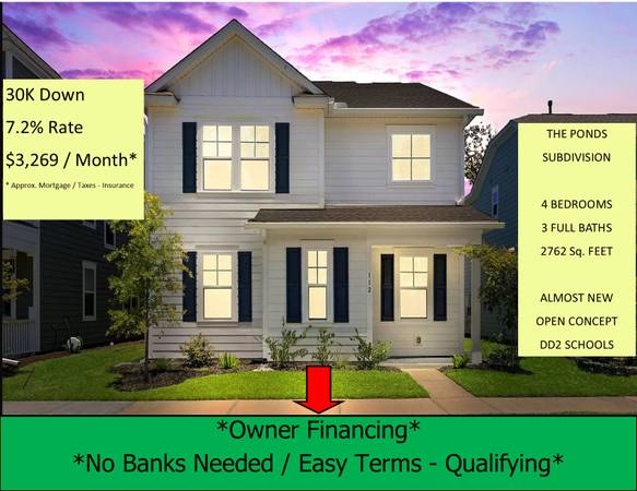$500,000 / 4br - 2762ft2 - *Owner Financing / No Banks* Almost New  4 BR / 3BA 2762 Sq. (Summerville)63964124292354120