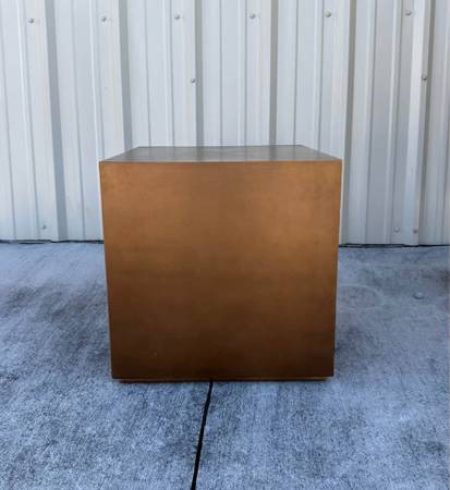 CB2 Bronze Metal Cube Side Table / Pedestal 1
