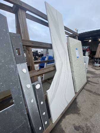 97"W x 39.5"D Solid Slab White Cambria Quartz Gray Wave Used Good Cond 1