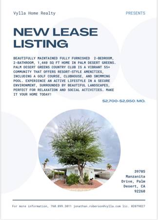 2/2 rental in Palm Desert greens country club 1