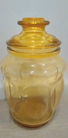 L. E. Smith Amber Glass Apothecary Jar 1950s 1