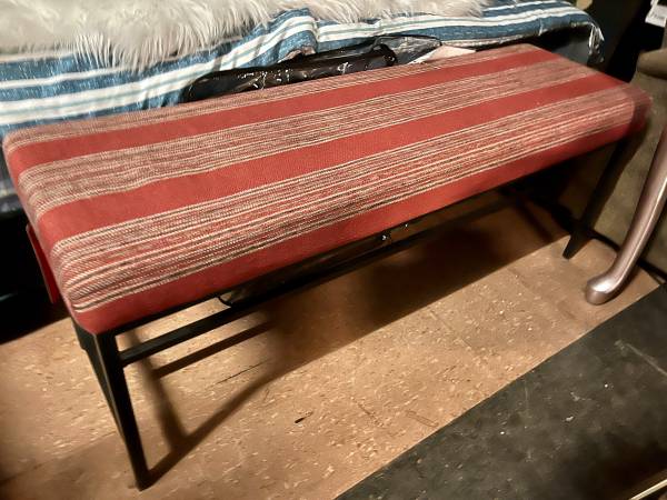 NEW Bench red striped cushioned top with gunmetal base 1